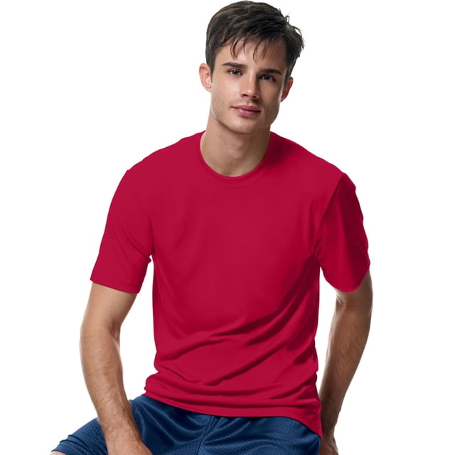 Hanes Cool DRI TAGLESS Men`s T-Shirt, L, Deep Red