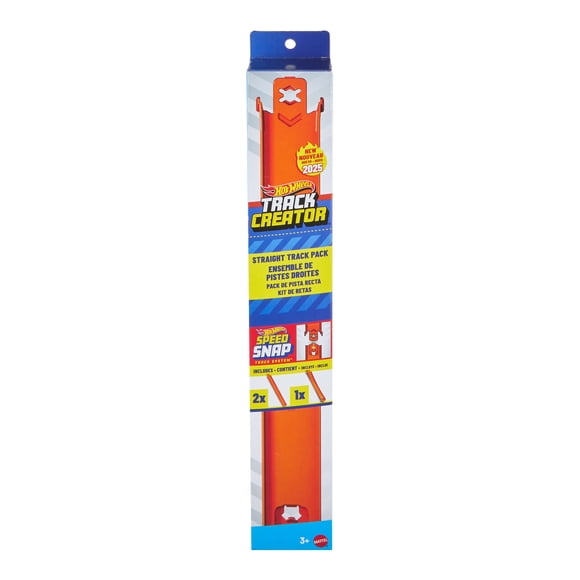 Hot Wheels Track Creator Straight Track Pack, 3 Feet of Speed Snap Track & 2 Adapters