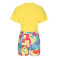 thumbnail image 4 of Hauts d'Été pour Femmes avec Manches Ensemble Deux Pièces Décontracté Mode Imprimé Floral Taille, 4 of 9