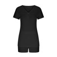 thumbnail image 3 of Ensembles 2 Pcs pour Femmes Ensemble 2 Pcs pour Femmes Col en V Manches Courtes Pyjama Confortable pour la Maison Ensemble de Sport Ensemble d'Entraînement pour Femmes en Liquidation, 3 of 5