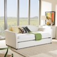 thumbnail image 1 of Pemberly Row Faux Leather Twin Daybed with Trundle, Kids, White, 1 of 4