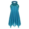 thumbnail image 1 of TSSOE Robes de Danse Ballet pour Filles Enfants Paillettes Costumes de Danse Moderne Contemporaine Justaucorps-Robe Sans Manches Turquoise 16, 1 of 7