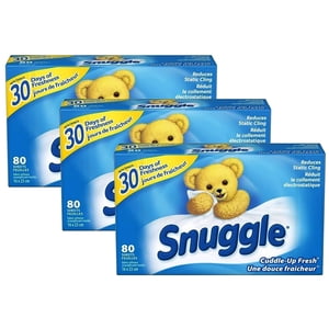 Snuggle Feuilles de séchoir - 80 Feuilles par emballage - Boîte de 3 - 240 Feuilles de séchoir Total