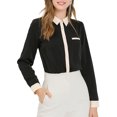 thumbnail image 1 of INSPIRE CHIC Women's Color Block Button Down Long Sleeve Work Shirt XS Black, 1 of 8
