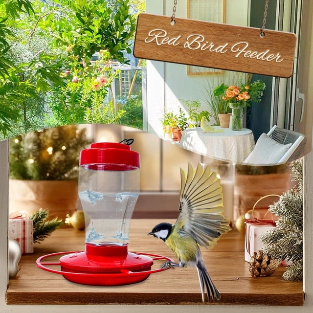 Kieccall Hummingbird Feeders for Outdoors - Package of 2 Red Plastic Feeders, Ant-Proof Hanging Design, Durable and Easy to Clean, for Garden and Patio