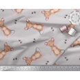 thumbnail image 3 of Soimoi Gray Poly Georgette Fabric Footprints & Mouse Kids Printed Fabric 1 Yard 42 Inch Wide, 3 of 5
