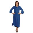 thumbnail image 2 of Moomaya Solid Rayon Kurta For Women bell Sleeve Drawstring Neck Long Ethnic Kurti, 2 of 7