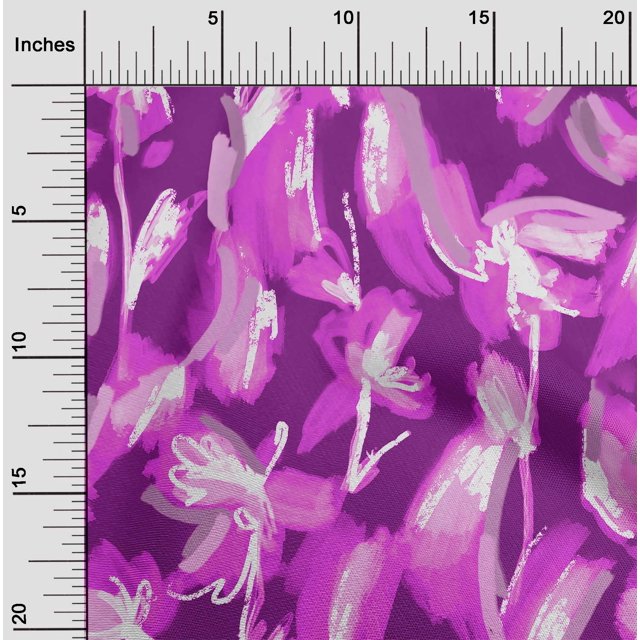 oneOone Cotton Flex Purple Fabric Florals Craft Projects Decor Fabric Printed By The Yard 40 Inch Wide