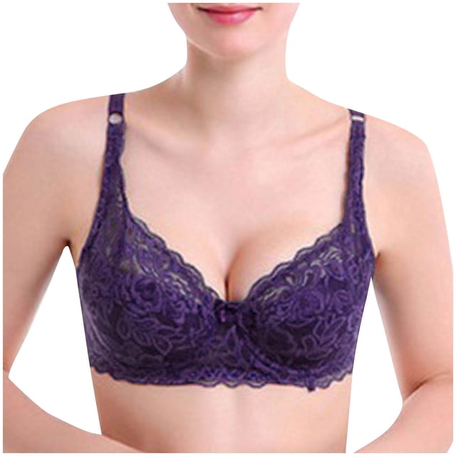 Saving Clearance 2025!Womens Plus Size Bras,,Woman's Solid Color Front Buckle Elastic Style Medium Sized Bra Without Steel Rim