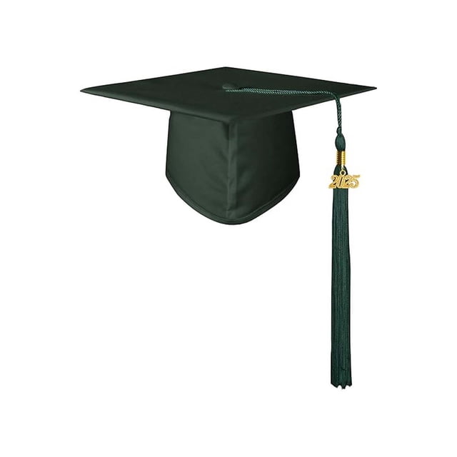 GDREDA Hats for Woman Graduation Hat School Unisex Student Graduation Cap For Adult in dark green polyester material, featuring a solid pattern and a 2025 tassel. Ideal for graduation ceremonies, parties, and academic celebrations. One size fits most with a cap circumference of 55-65cm, making it suitable for graduation party supplies.