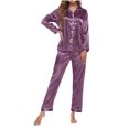 thumbnail image 1 of Qertyioot Womens Casual Ample Solide Col Rond Pantalon à Manches Longues Home Set Summer Épargne, 1 of 6