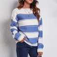 thumbnail image 1 of Dvkptbk Chandails pour Femmes Col Rond Rayé Chandail Récréatif Tricoté Manches Longues Hauts Vêtements en Liquidation, 1 of 9