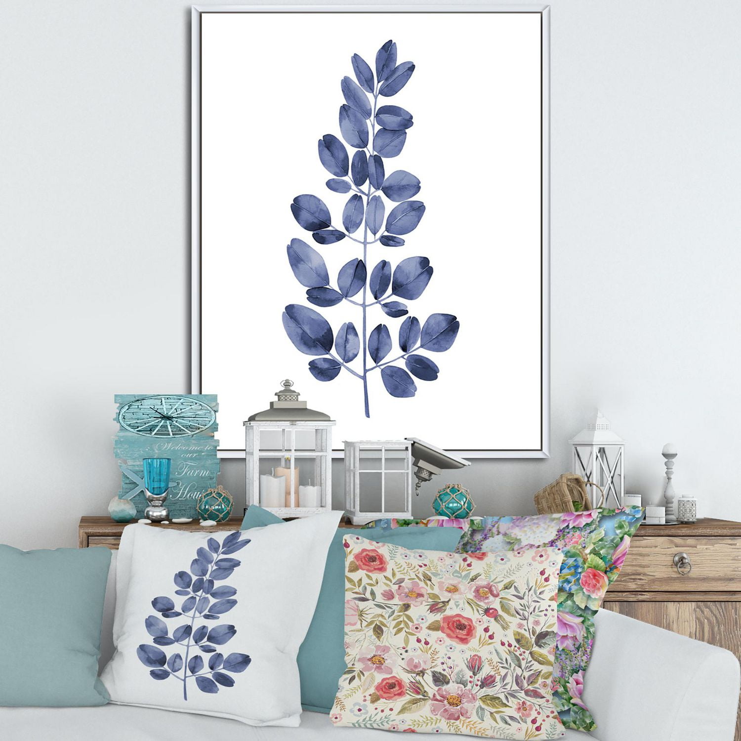 Designart Eucalyptus bleu marine II ART MURAL À CADRE FLOTTÉ