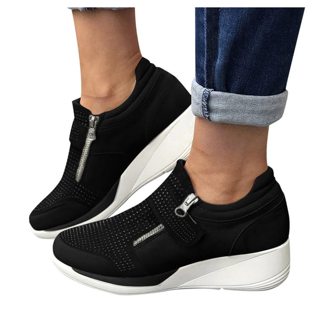 LSLJS Chaussures de Sport pour Femmes Dames Mode Décontractée Plateformes Compensées Espadrilles à Cristaux Semelle Antidérapante, Espadrilles pour Femmes
