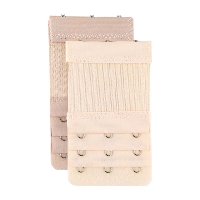 INSPIRE CHIC Women's Elastic Bra Hook Extensions 3 Rows 2 Pcs Apricot 1 and Skin Color
