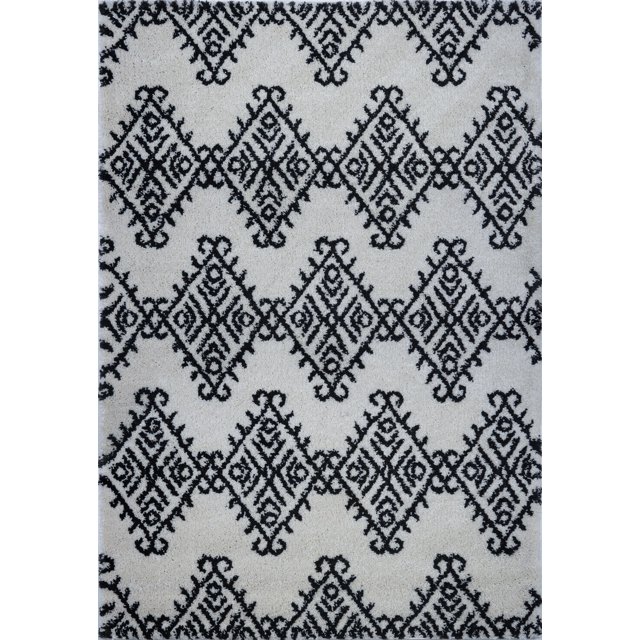 Ladole Rugs Modern Soft Trellis Geometric Bedroom Dining room Living Room Carpet Area Rug in Ivory-Dark Grey