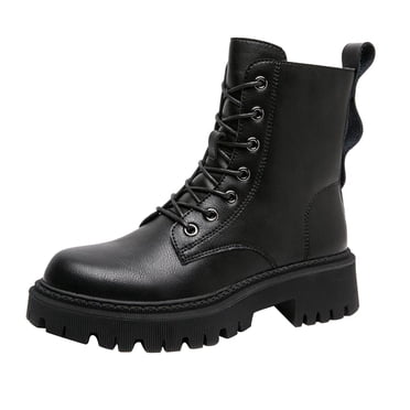 jovati Bottes pour Femmes Style Britannique Automne et Hiver Bottines à Semelle Épaisse Bottines Courtes pour Femme Bottes de Moto à Fermeture Éclair Latérale