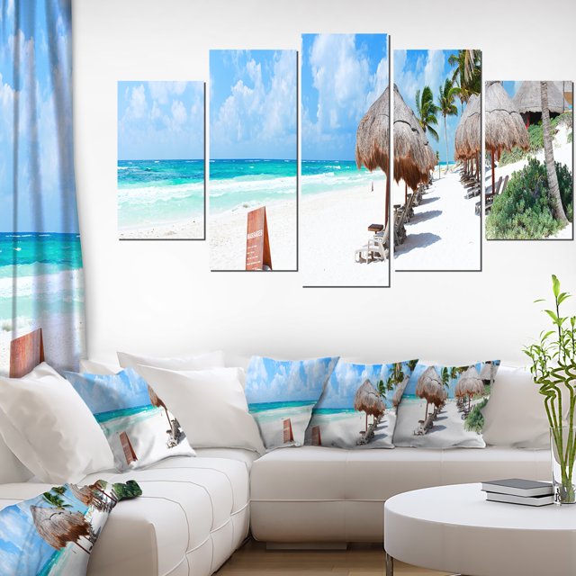 Caribbean Coast in Tulum Mexico - Modern Seascape Canvas Artwork
