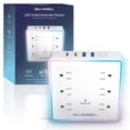thumbnail image 1 of Bell + Howell LED Outlet Extender Station 10 Port Surge Protector with 6 AC Outlets 2 USB 2 USB-C Fast Charging Night Light, 1 of 9