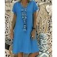 thumbnail image 2 of Kcodviy Robe Maxi de Plage pour Femmes Style Été Feminino Robe T-Shirt Décontractée Grande Taille Col en V Robe Maxi Taille Robe pour Dames, 2 of 2