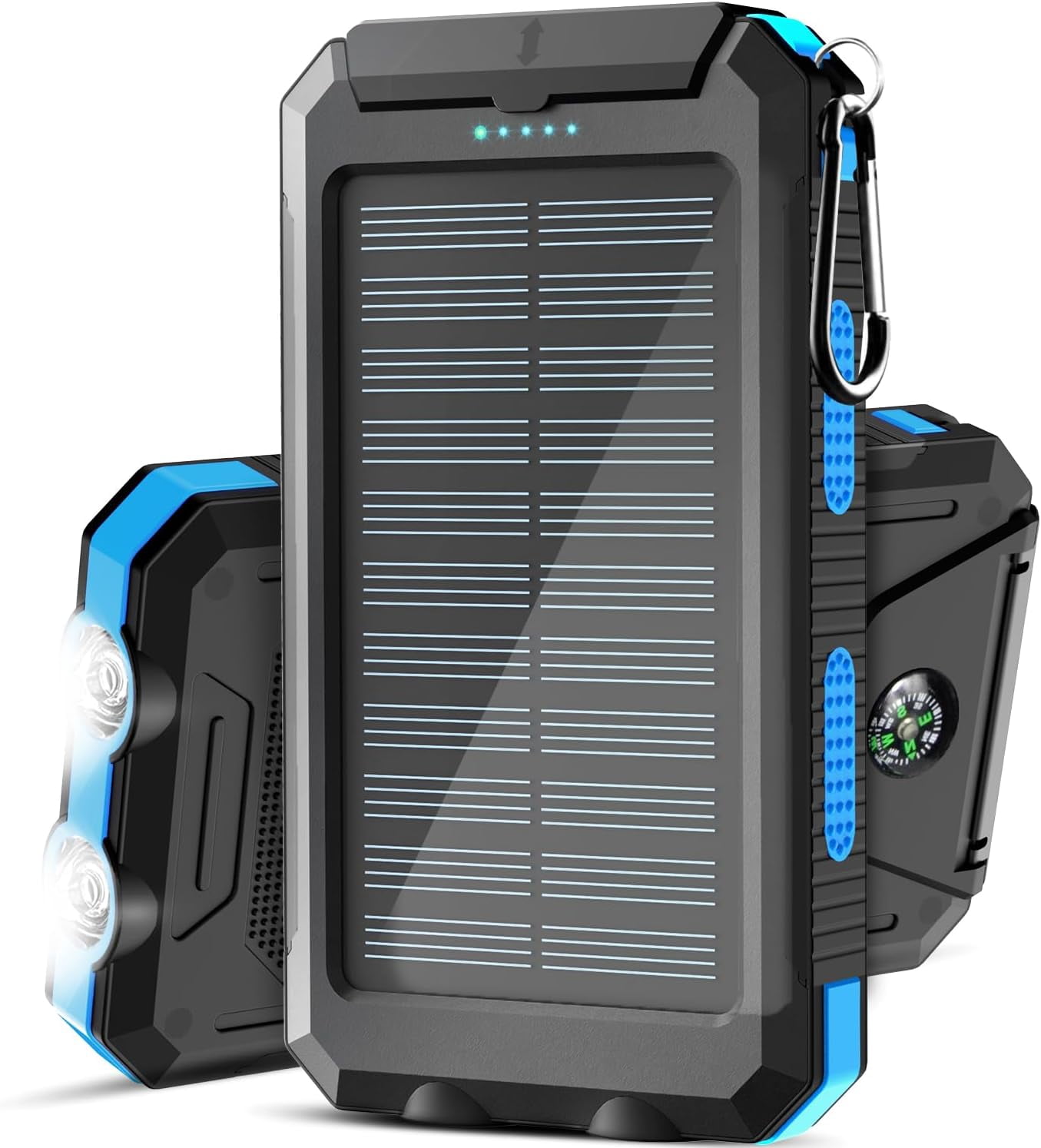 GHSDFBB Solar Charger 20000mAh, Portable Solar Power Bank Waterproof Solar Phone Chargers Compatible with All Smartphone External Battery Pack with 2 USB Ports/LED Flashlights for Outdoor Ca