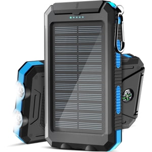 GHSDFBB Solar Charger 20000mAh, Portable Solar Power Bank Waterproof Solar Phone Chargers Compatible with All Smartphone External Battery Pack with 2 USB Ports/LED Flashlights for Outdoor Ca