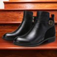 thumbnail image 5 of B91xZ Womens Chelsea Boots Pointed Toe Side Zipper Square Buckle Winter Booties,Black 6.5, 5 of 5
