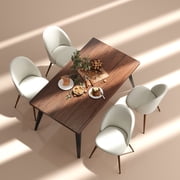Homy Casa 63 in. Large Dining Table for 4–6 People, Thick Top with Flat Metal Legs