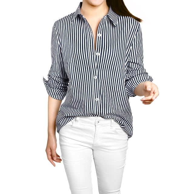 INSPIRE CHIC Chemise à Col à Revers pour Femme, Boutonnée, Manches Longues Retroussables