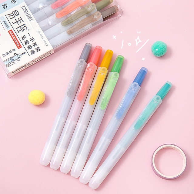 Dvkptbk Highlighter Pen Beautiful and Lovely Highlighter Mild Variety of Colors, with Soft Tip, Non-Permeating Color Quick Drying Easy to Hold, 6 Sets,90ml Storage & Organization