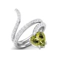 thumbnail image 2 of Bague Contournée Enveloppante en Forme de Cœur 7 mm Péridot Naturel Argent 925 Bagues pour Femmes, 2 of 3