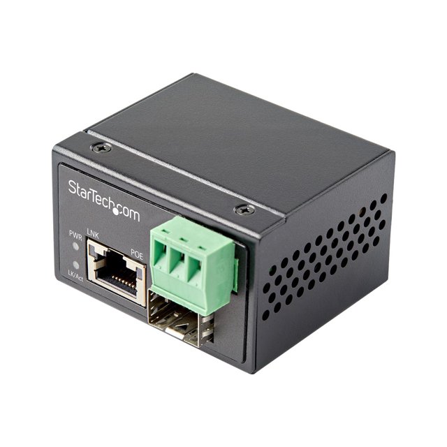 StarTech.com Convertisseur de Fibre Industrielle PoE+ vers Ethernet 30W, SFP vers RJ45, Fibre Optique Monomode/multimode vers Ethernet Gigabit Cuivre, Taille Mini/Compact, IP-30/ -40 à +75C, 1Gbps - Convertisseur de Média Mini (IMC1GSFP30W) - Convertisseur de Média Fibre - 1GbE - 1000Base-SX, 1000Base-T - RJ-45 (Mini-45g) - SJPmiles