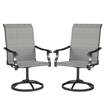 Outsunny Ensemble de 2 Chaises Pivotantes de Patio, Chaises d'Extérieur à Dossier Haut en Maille, Gris