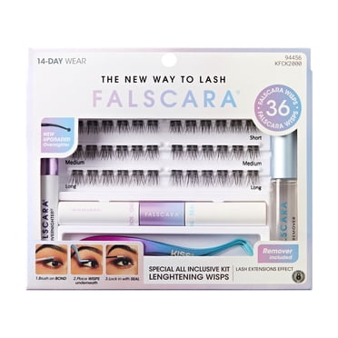 KISS Falscara Eyelash - All Inclusive Kit, Lash Cluster, Natural Volume, Rounded Shape