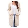 thumbnail image 1 of Pompotops Mode Femmes Décontracté Manches Longues Long Manteau Chandail Cardigan Blouse Hauts Liquidation, 1 of 7
