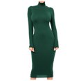 thumbnail image 1 of Gspmoly Robes pour Femmes, Mode Femme Robe Longue Ajustée à Col Montant à Manches Longues Robe de Couleur Unie Robes Formelles pour Femmes Offres du Jour, 1 of 1
