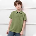 thumbnail image 2 of Luvoko Polo Uniforme pour Grands Garçons, T-Shirt de Golf Performance à Col, Évacuation de l'Humidité, Séchage Rapide (Vert Armée, 9-10 Ans), 2 of 4