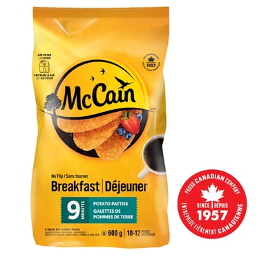 McCain® 9 Minute No Flip Potato Patties, Made in Canada from domestic and imported ingredients, 600g