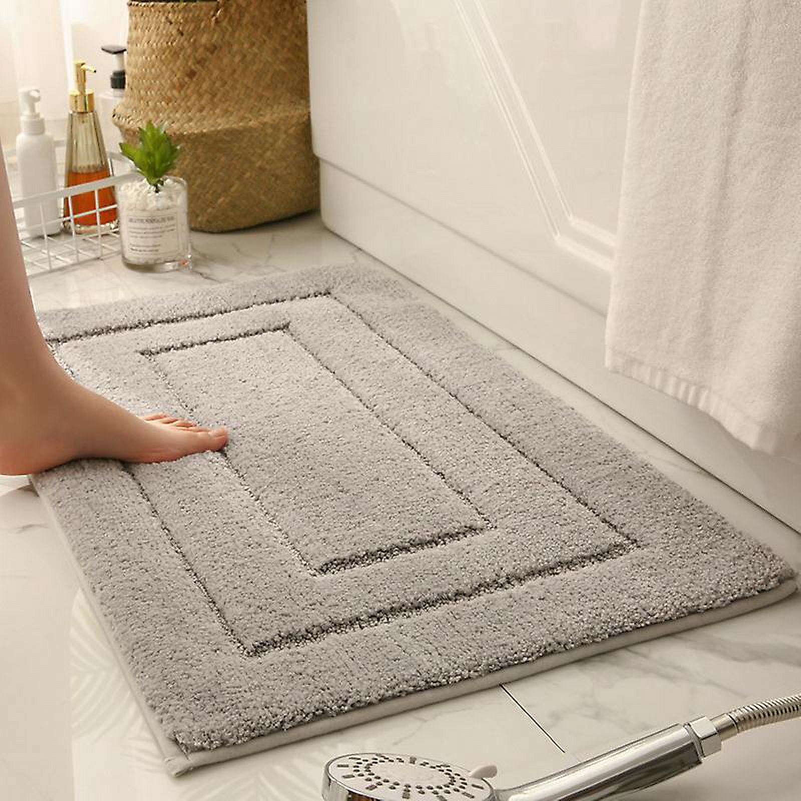 Bathroom Rug Mat, Extra Soft Absorbent Premium Bath Rug, Non-Slip Comfortable Bath Mat, Carpet for Tub, Shower, Bath Room, Machine Washable, 40*60, L