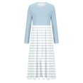 thumbnail image 4 of cfhntfmh Robes Maxi pour Femmes Automne Col Rond Manches Longues Robe Rayée Robe Tendance à Blocs de Couleur Robe de Détente avec Poches, 4 of 5