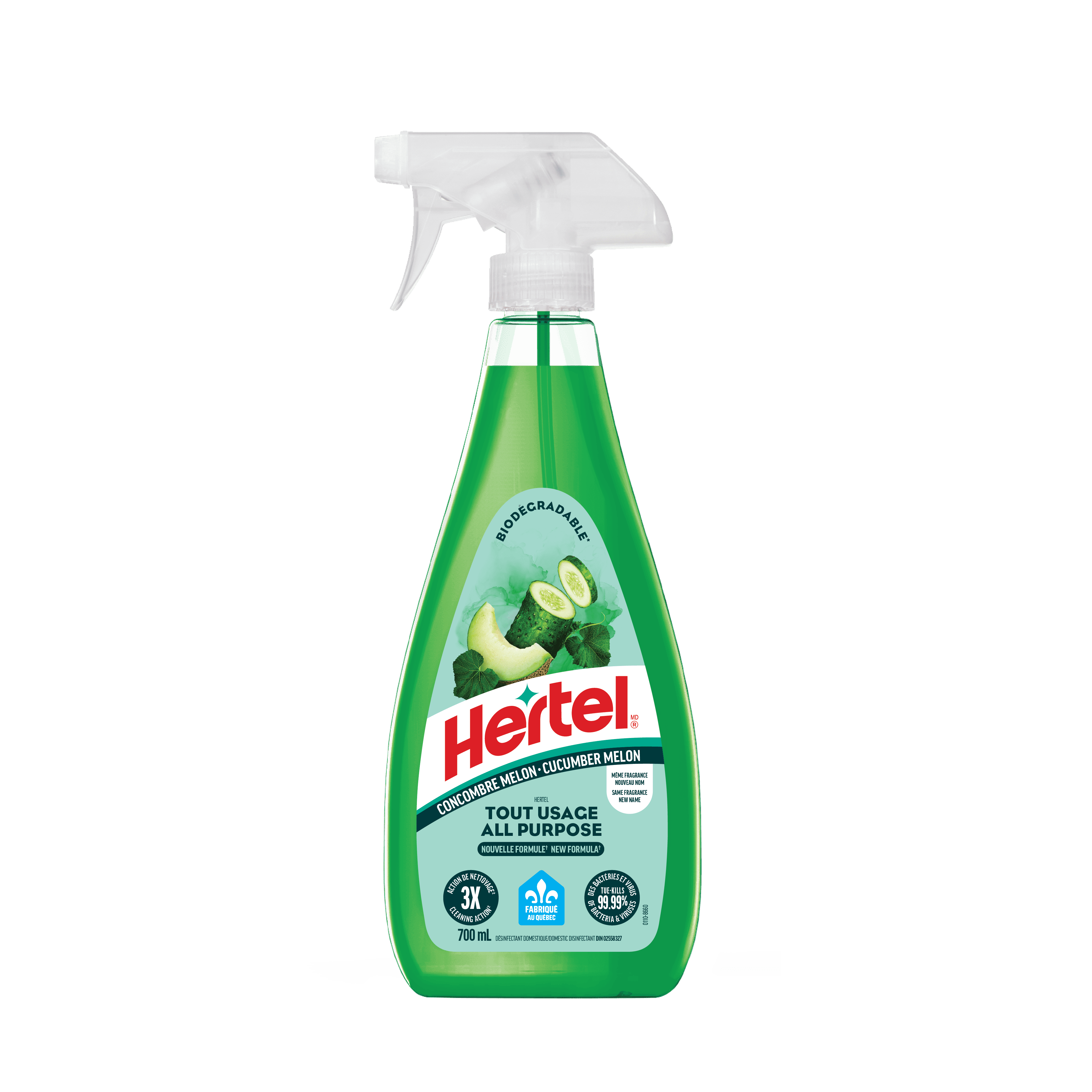 Nettoyant Hertel Désinfectant tout usage, Concombre melon, 700ml