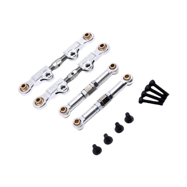 Bunblic 1/14 RC Car Adjustable Tie Rod Set Linkage Link Set Durability Easy to Install Accessory Premium Metal RC Car Parts for 14208 Silver
