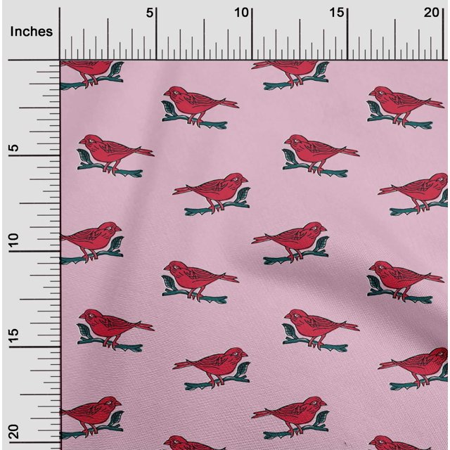 oneOone Viscose Chiffon Fabric Branch & Bird Block Decor Fabric Printed BTY 42 Inch Wide