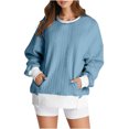 thumbnail image 1 of MeetoTime Women's Crewneck Sweatshirts Fall Long Sleeve Oversized Pullover Sweatshirts with Pockets, 1 of 5