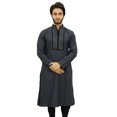 thumbnail image 2 of Atasi Chemise Tunique Grise Décontractée pour Homme à Col Mandarin en Coton Long - Petit, 2 of 7