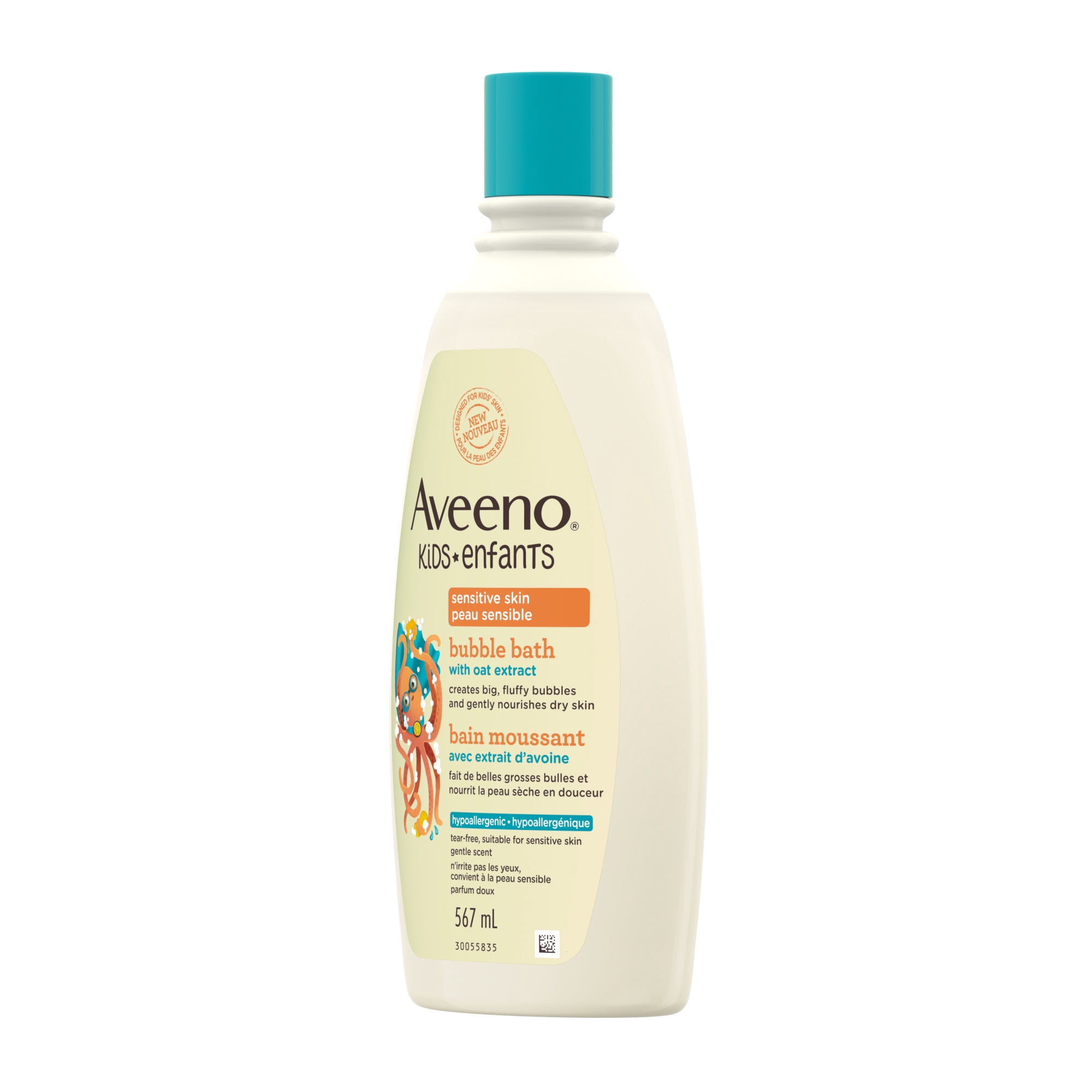 Aveeno Kids Sensitive Skin Bubble Bath, Children's Bubble Bath for Sensitive Skin with Oat Extract, Kid's Bath Liquid Nourishes Dry Skin & Makes Big, Dye-Free, 567 mL