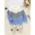 thumbnail image 3 of Faithtur Baby Knit Sweaters Cute Long Sleeve Round Neck Contrast Color Pullover Tops Toddler Sweatshirts, 3 of 9