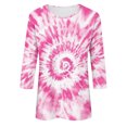 thumbnail image 5 of RXIRUCGD Haut T-shirt Mode Imprimé Col Rond Manches 3/4 pour Femme, Rose Vif, Taille: m, 5 of 5