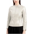 thumbnail image 2 of LOVZFMLL Jackets for Women Fashion Zipper Leather Tops With Pocket Short Coat Jacket, 2 of 8