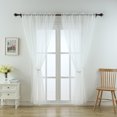 thumbnail image 2 of Goory Fenêtre Rideau Tige Poche Rideaux Panneau Long Voile Transparent Traitements Lin Moderne Texturé Couleur Unie Décoration à la Maison Blanc W: 52 "x H: 45", 2 of 8